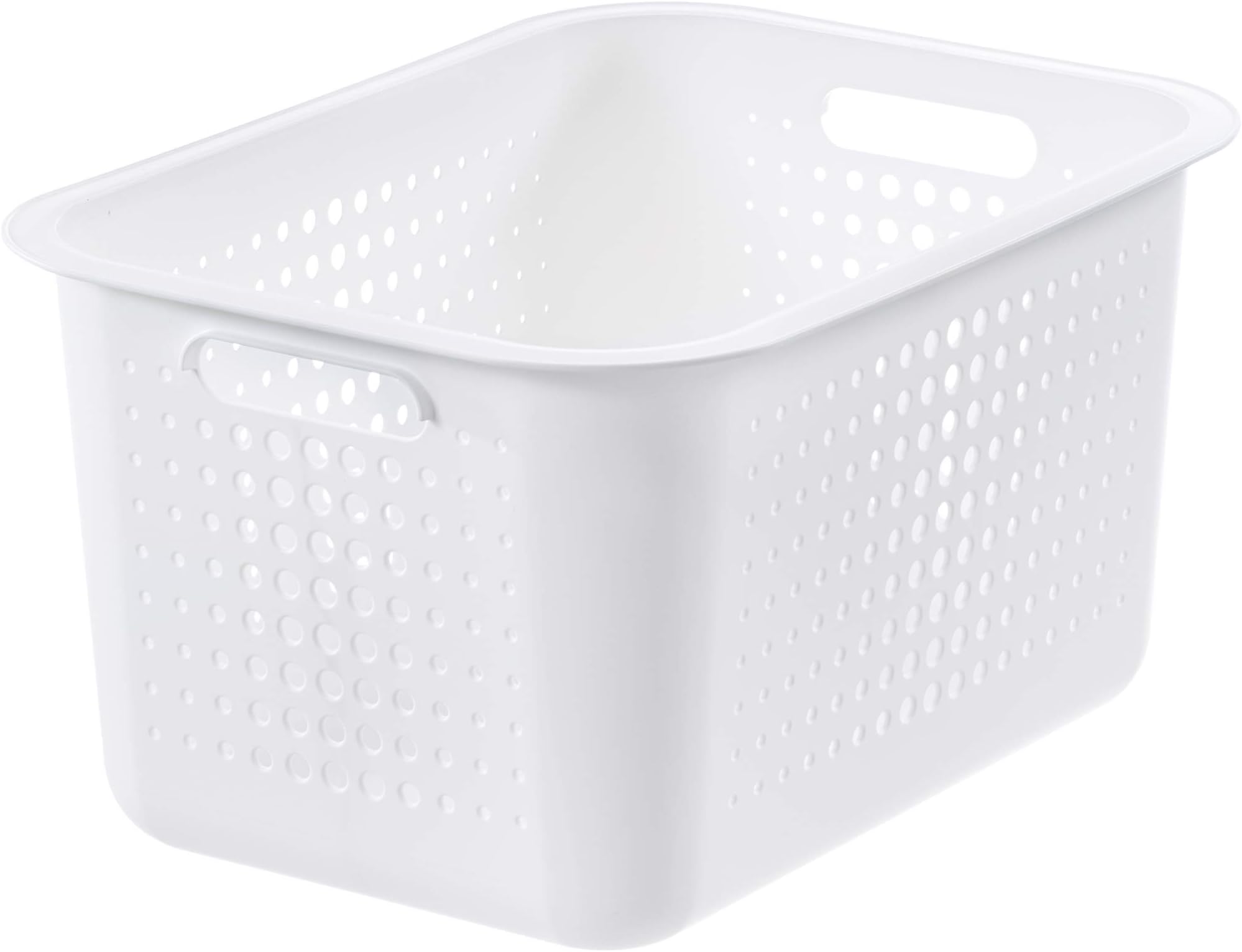 SmartStore 13L Recycled Plastic Storage Basket with handles - White - Sustainable, Stackable and Nestable - 10 Year Guarantee - Medium basket - L37 x W28 x H20 cm
