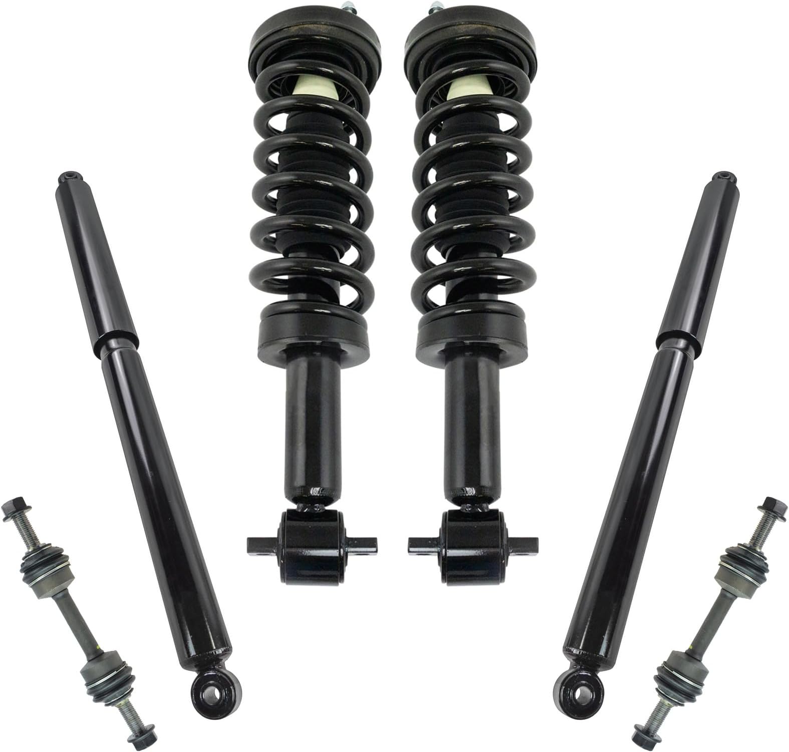 TRQ Front and Rear Suspension Kit Complete Strut & Coil Spring Assembly Shock Absorber Sway Bar Stabilizer Link Compatible with 2014 Ford F-150