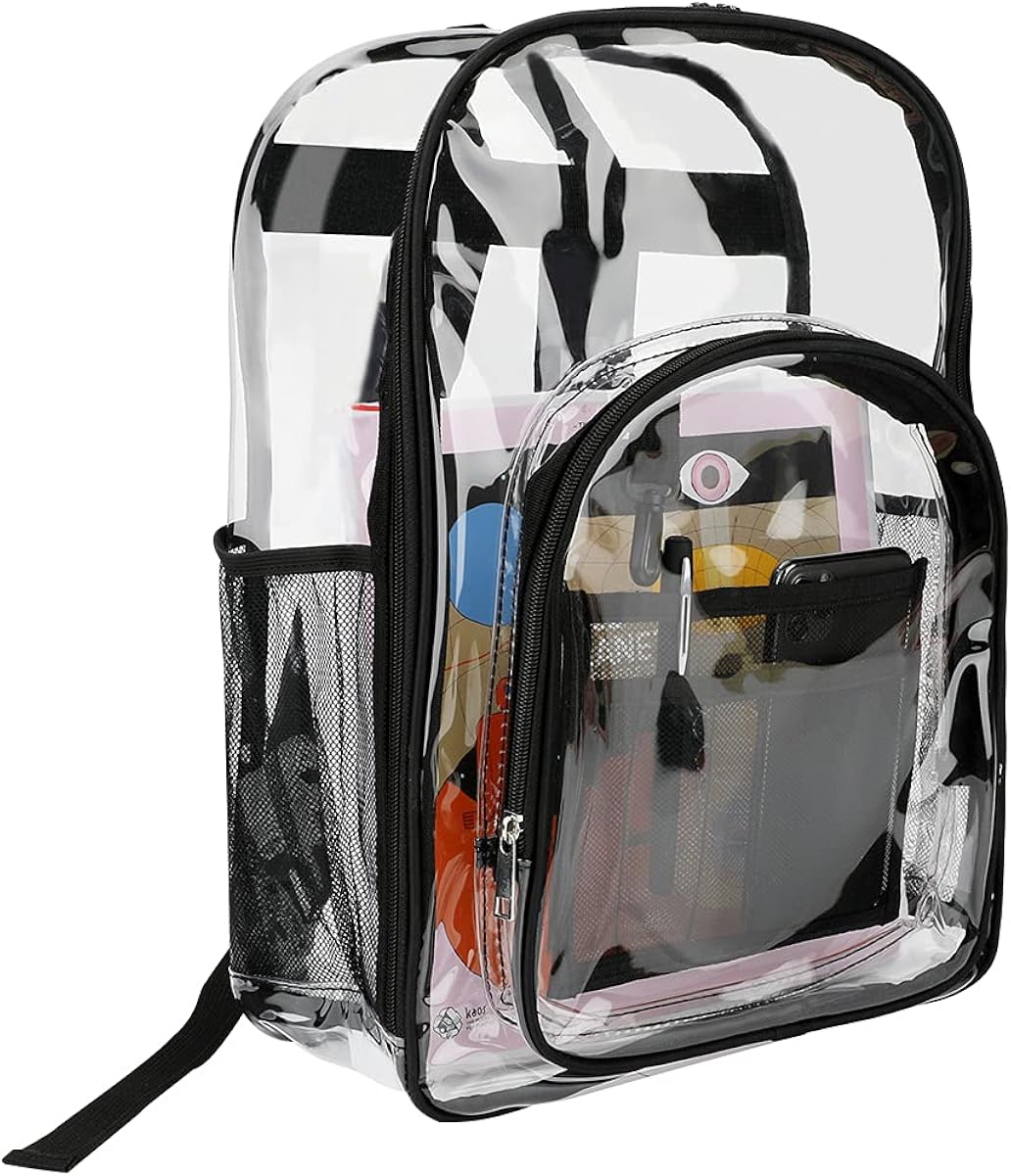 Zaino Trasparente Borsa Da Scuola Tasca Frontale Resistente