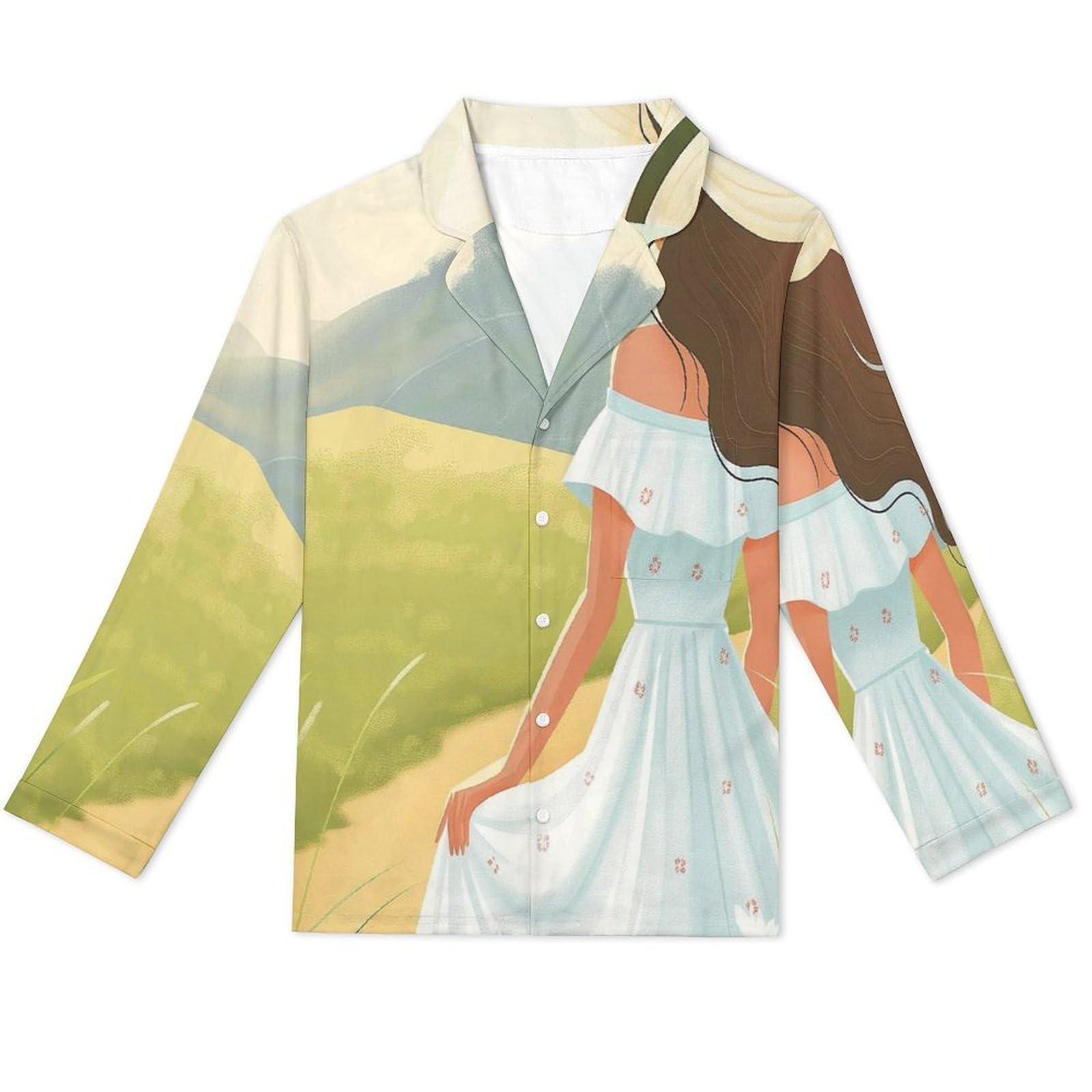 Completo Pigiama da Uomo - Vista Posteriore della Ragazza Pigiami da Uomo Abbigliamento da Casa Top A Maniche Lunghe E Pantaloni Lunghi Completi da Notte per Autunno E Inverno