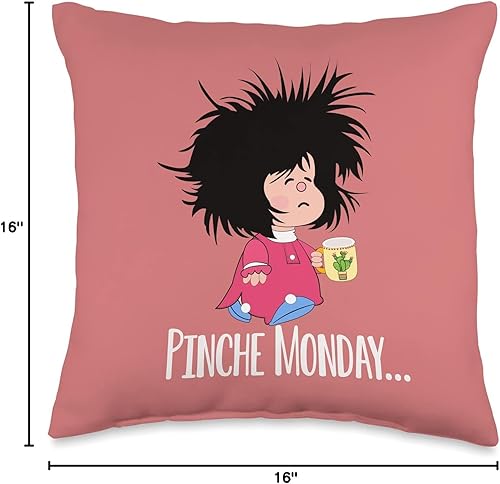 Miniatura 4 de Pinche Monday Funny Sleepy Mafalda - Almohada española, 16 x 16 pulgadas, multicolor