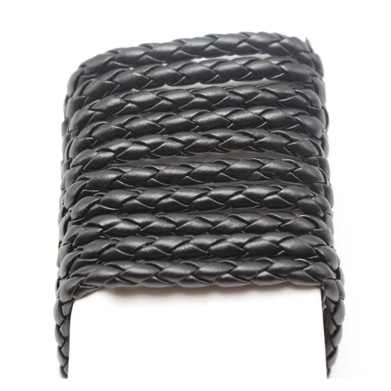 Jfnklfg Black Leather Cord 16.4 Feet Braided Leatheroid String Jewelry Making Cord 4Mm(Black)