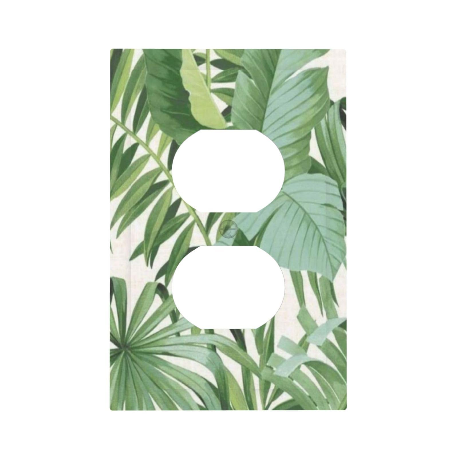Green Tropical Monstera Banana Palm Leaves Plant Wall Plate Switchplate Electrical Faceplate 1 Gang Wall Plate Outlet for Bathroom Kitchen Home Decor