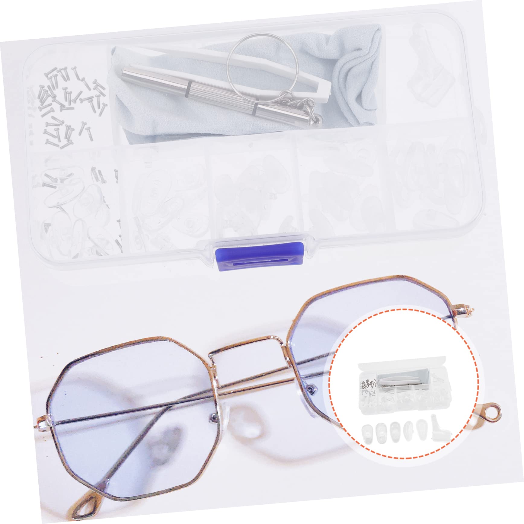 Healeved Almohadillas Nasales De Silicona Antideslizantes Para Gafas Juego De Repuesto Tornillos Para Óptima Gafas Compatible Varios Paño De Limpieza Aleatorio