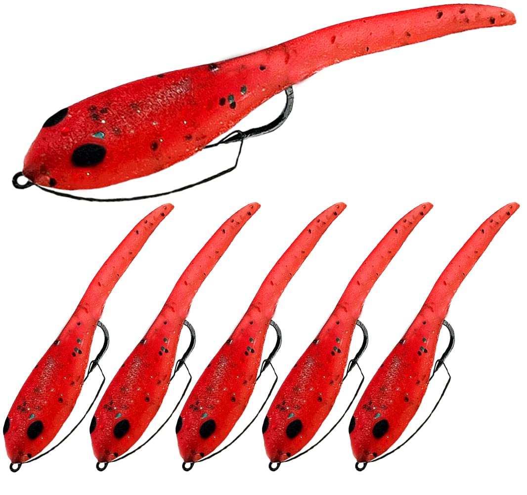 DELONG LURES 3" Weedless Tadpole Fishing Lures for Bass, Crappie, Bluegill, Perch, and Trout, Slow Sinking Life Like Fishing Baits Scented Pre Rigged