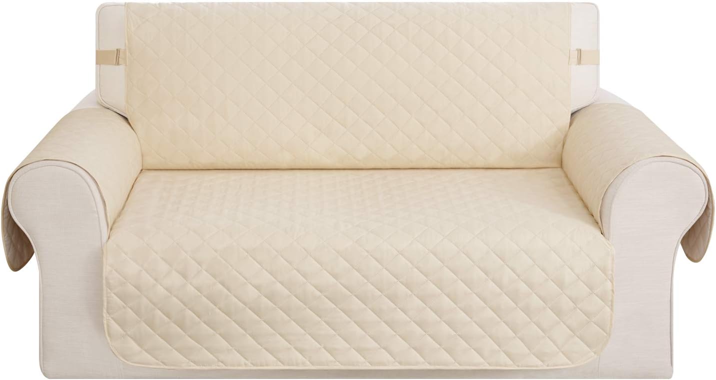 Deconovo Loveseat Slipover Water Spill Resistant Furniture Protector Reversible Square Design Sofa Cover for Pets 46 Inches Beige : Home & Kitchen
