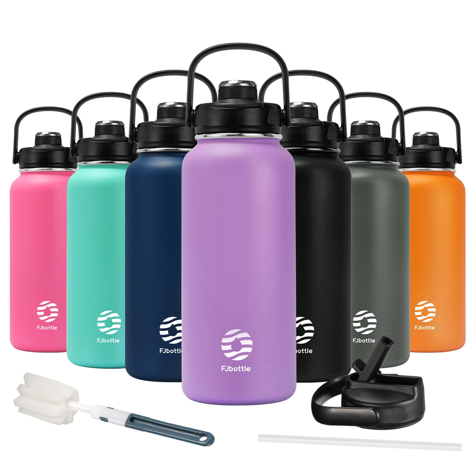 Insulated Sports Water Bottle,Stainless Steel Leak Proof Travel Water Bottles 950/1200ML with 2 Lids(Straw Lid & Spout Lids),Double Walled Keep Hot&Cold for Men Women Go Home,Outdoor,Gym