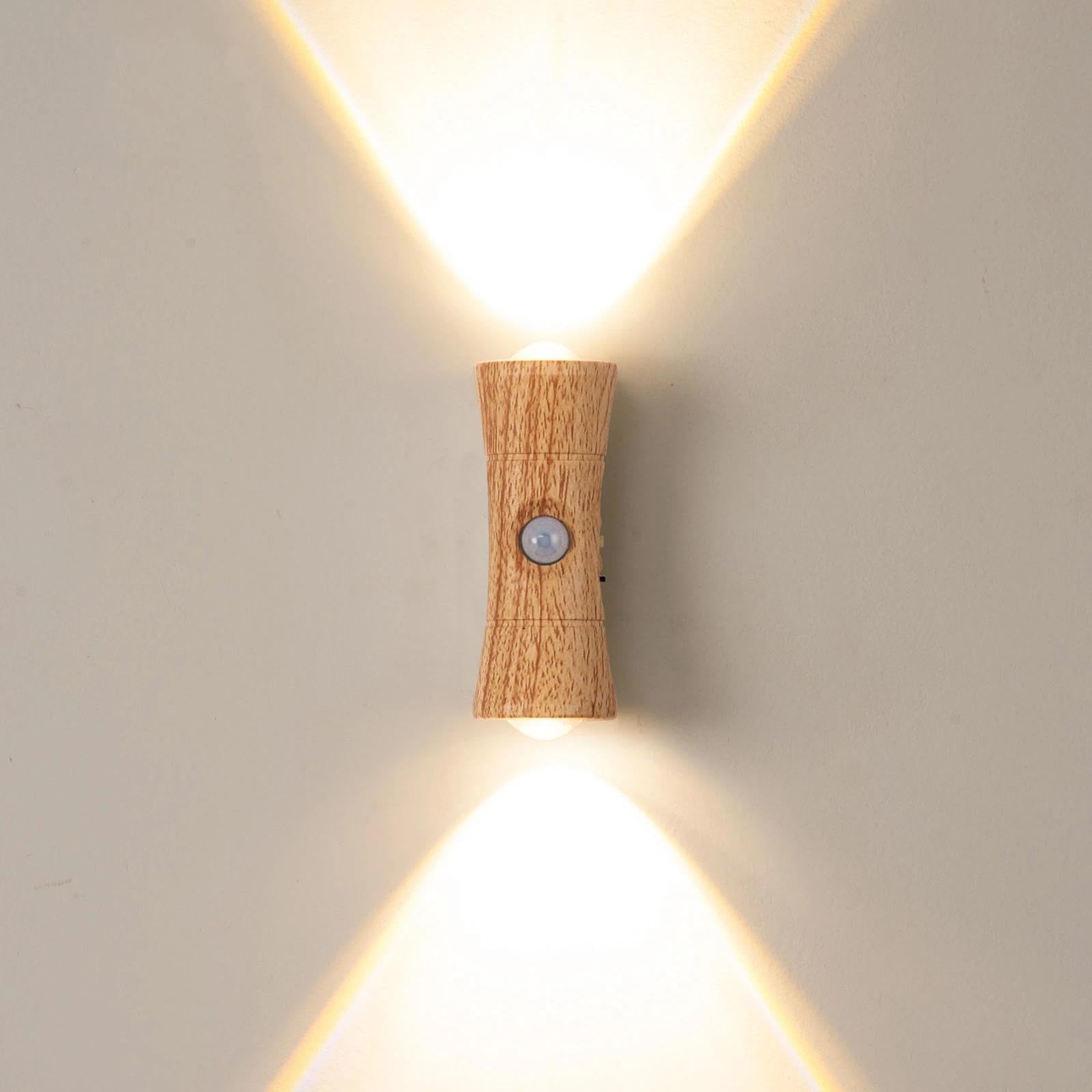 Motion Sensor Night Light, Wireless Rechargeable Wall Lights(Wood Grain)