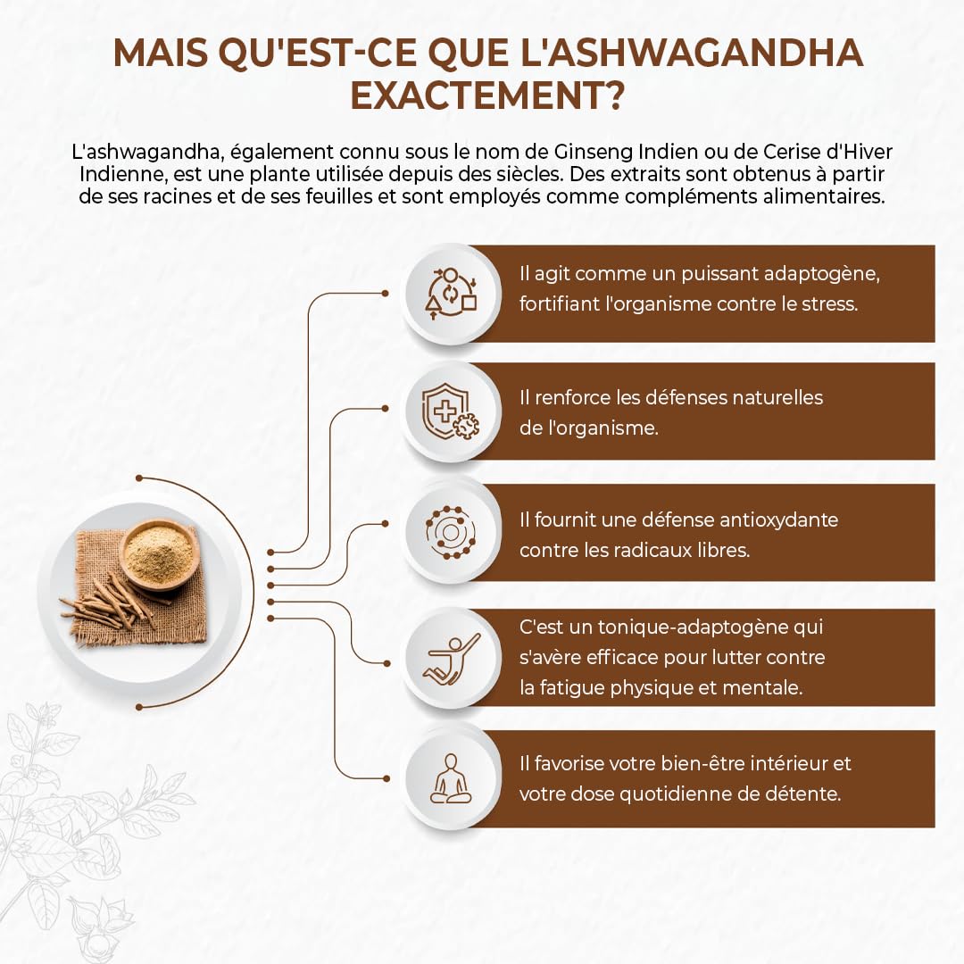 Bandini® Ashwagandha BIO KSM-66® Extra Fort - 500mg par dose, 5% de witanolides - 180 Gélules pour 6 mois - Poudre de Withania Somnifera 100% Végane - Bien-Être Physique & Mental, Tonus, Concentration