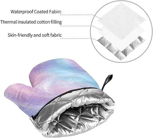Miniatura 238 de Manoplas de horno y soportes para ollas, arte de mármol blanco y dorado, juego de 4 guantes de cocina resistentes al calor, antideslizantes