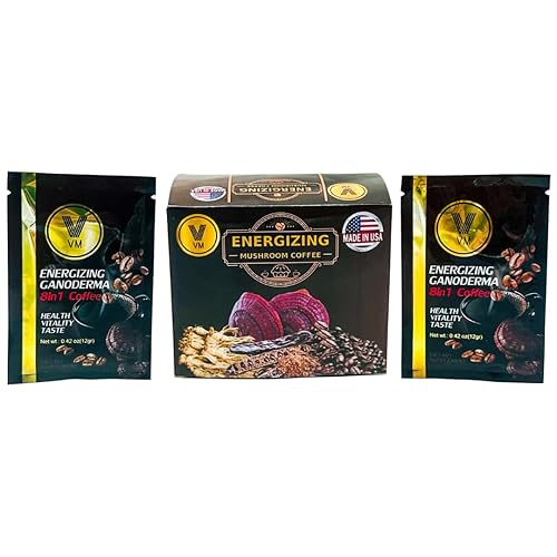 Miniatura 3 de VM Café energizante de hongos - Reishi con mezcla de ginseng y carbohidratos, café instantáneo. Ganoderma natural con café instantáneo. Suplemento