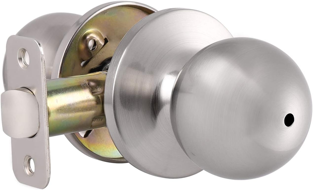 Probrico Privacy Door Knob, Brushed Nickel Door Knob with Lock, Bedroom ...