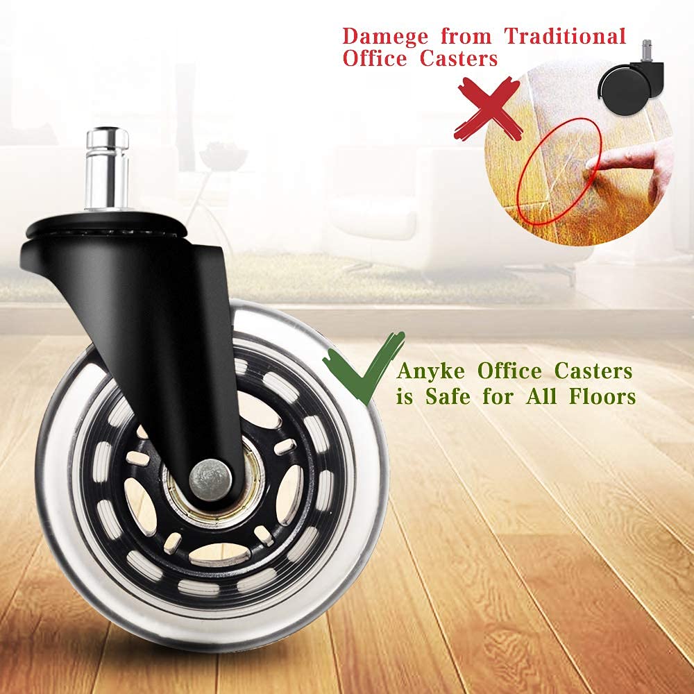 Buy Office Chair Caster Wheels 10mm Stem, Fit IKEA Chairs Only, 3