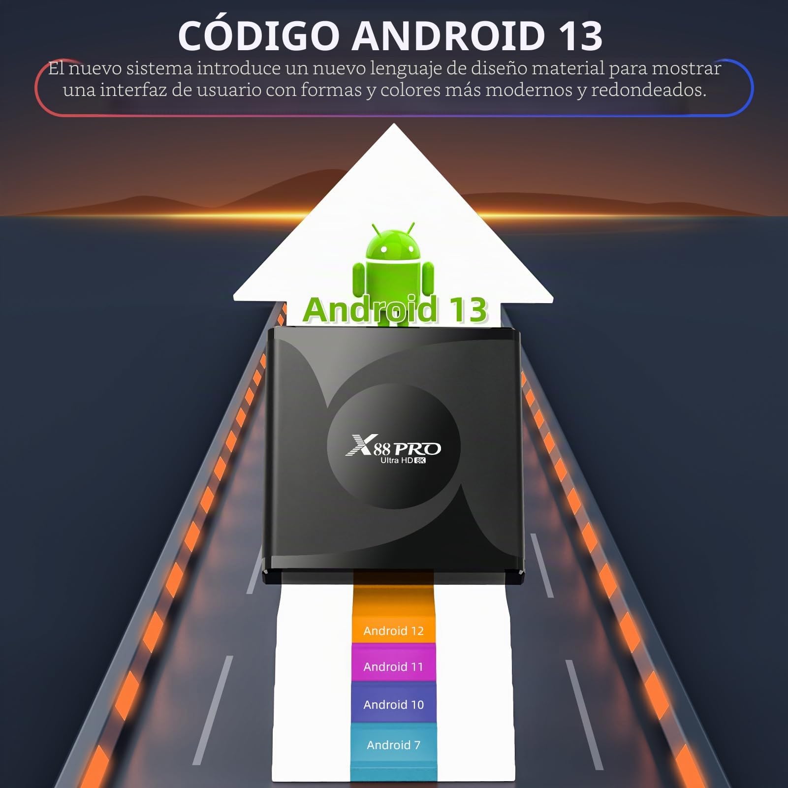 Android TV Box, Android 13.0 Box 4GB RAM 32GB ROM RK3528 Quad-Core Cortex-A53 GPU Mali-450 Soporte 8K 10/100M LAN Enternet 2.4G/5G Dual-Band WiFi 6 BT 5.0 USB 2.0/3.0