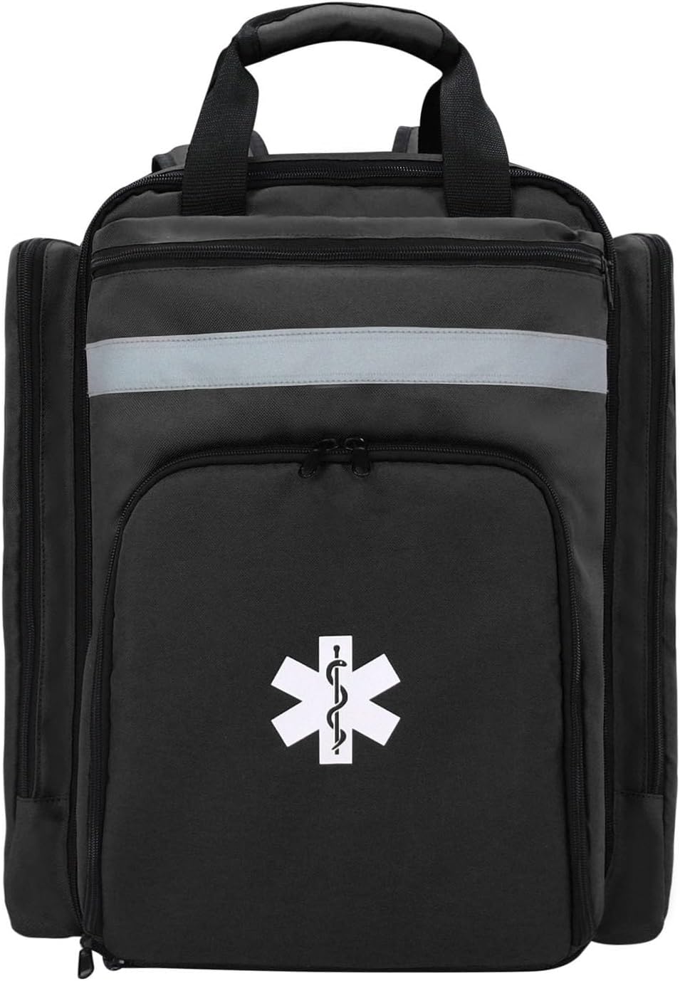 Professional First Aid Backpack Empty Medical First Aid Bag,Tactical Medical Bag with Reflective,Large Capacity First Aid Medical Backpack for for Home and Work,Hiking Outdoors (Black)