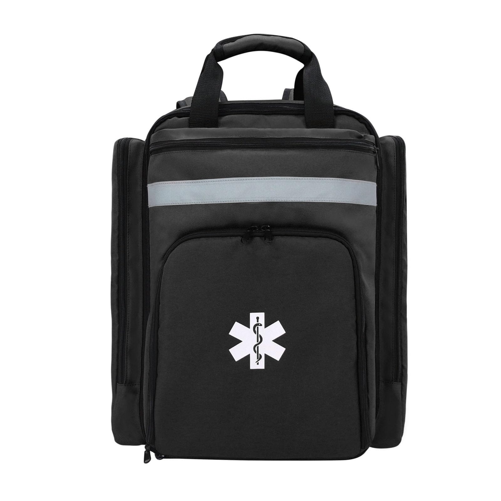 Mochila Profesional de Primeros Auxilios vacía, Bolsa médica táctica con Reflectante, Mochila médica de Primeros Auxilios de Gran Capacidad para Camping, Senderismo,(Negro)