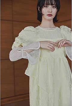 【完売色】niana ニアナ　パーティードレス　ジャガード　パフスリーブ Amazon.co.jp: [niana] バブルスリーブジャガードドレス