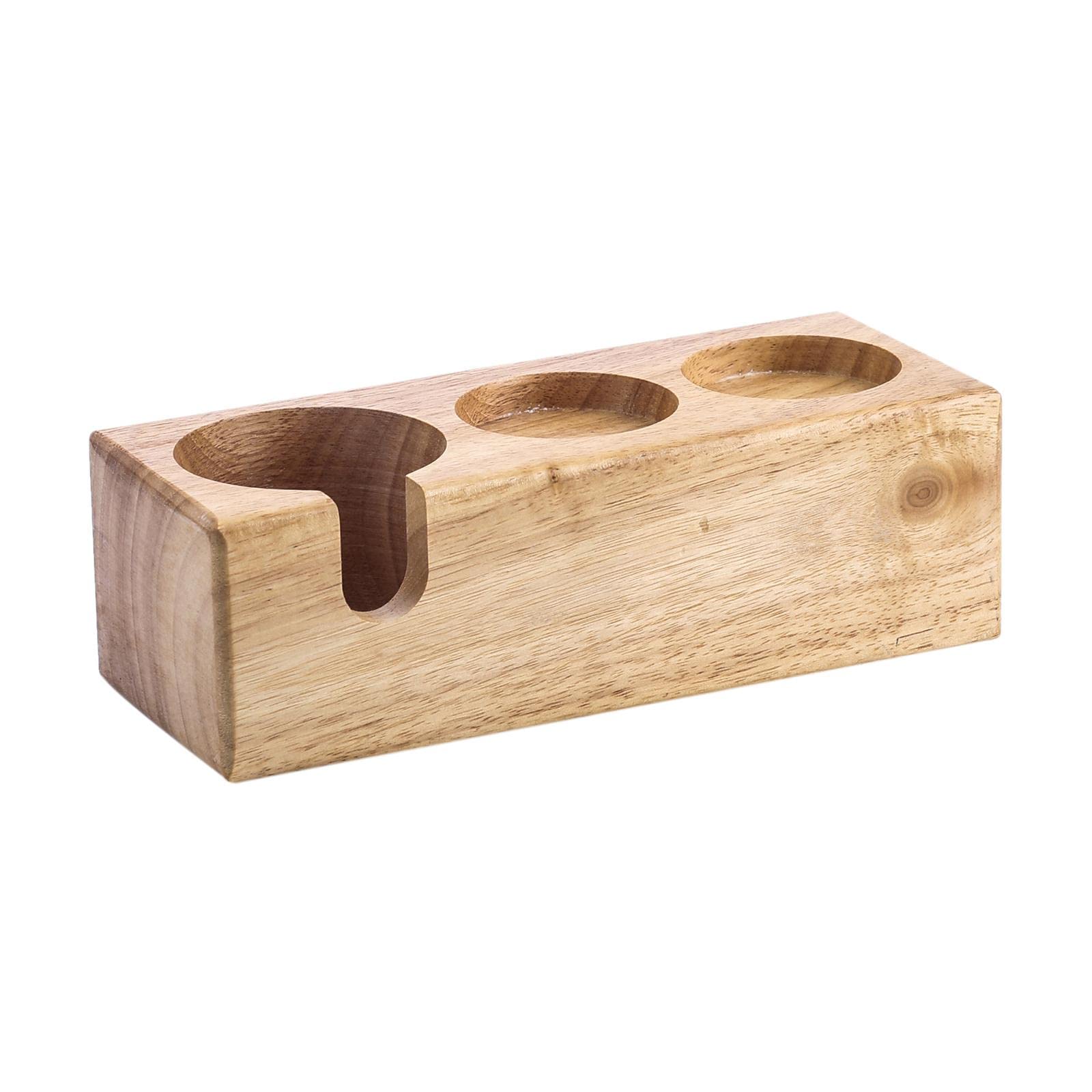 CRTGW Manual Coffee Tamper Holder Bracket Base Rack tand Wood Color 3 Holes A