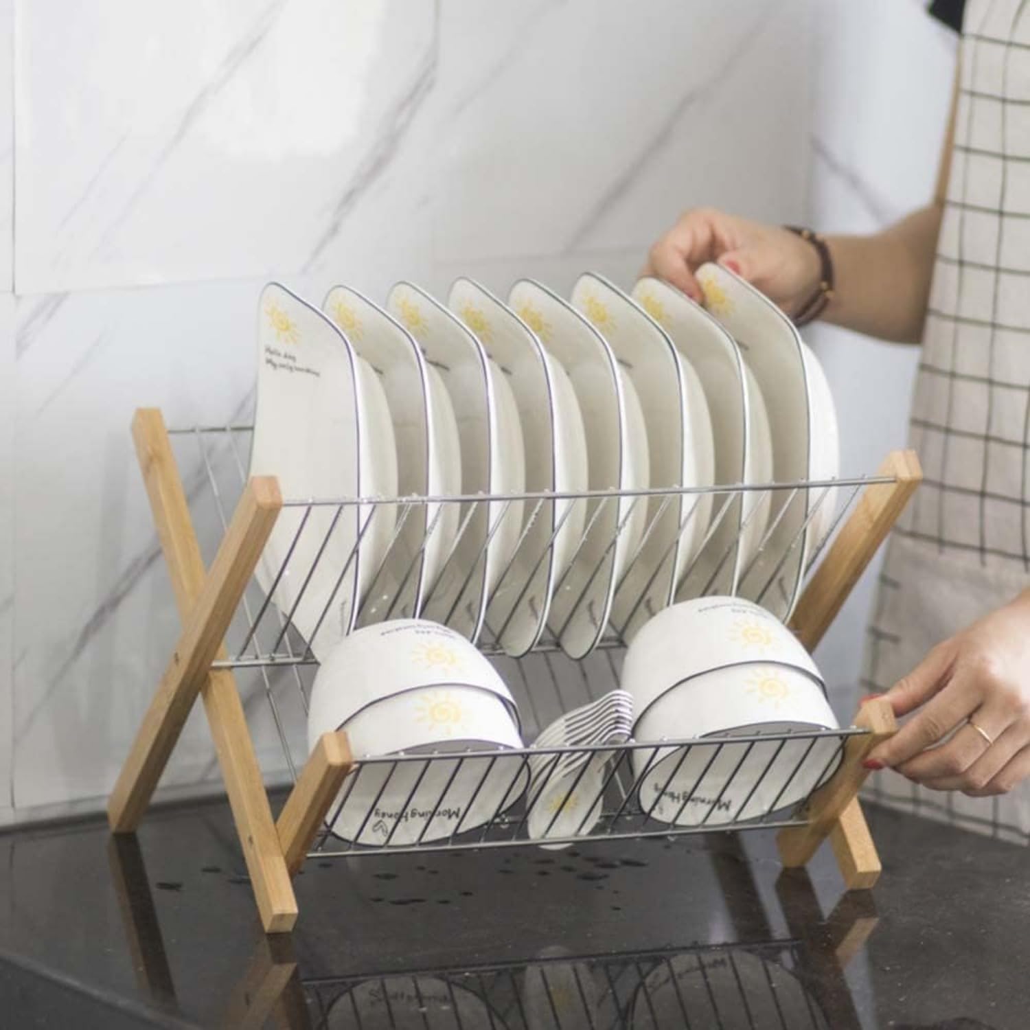 水切りラック 木製 折りたたみ 2段 大きめ