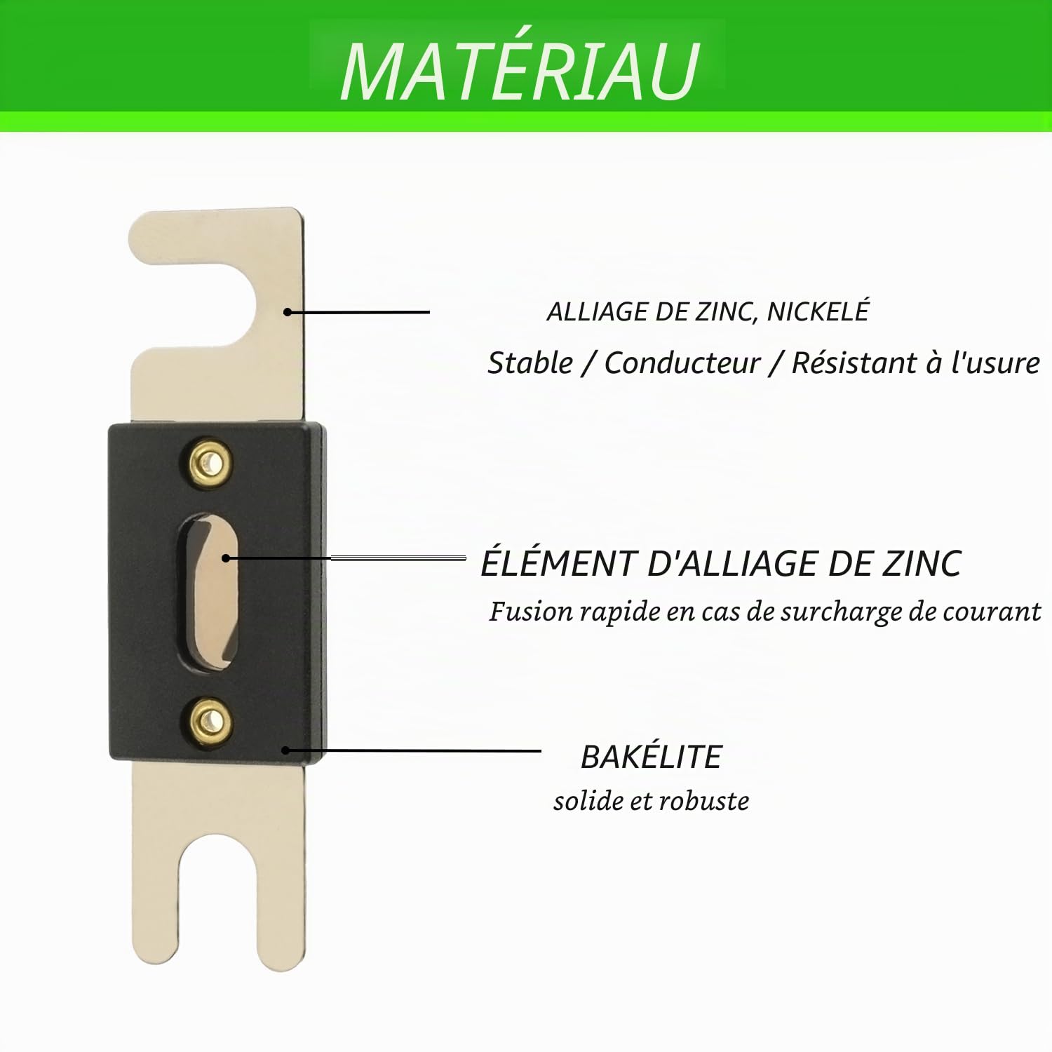 ANL Satin Nickel Porte-fusible pour 0/2/4 AWG avec Fusible ANL 100A