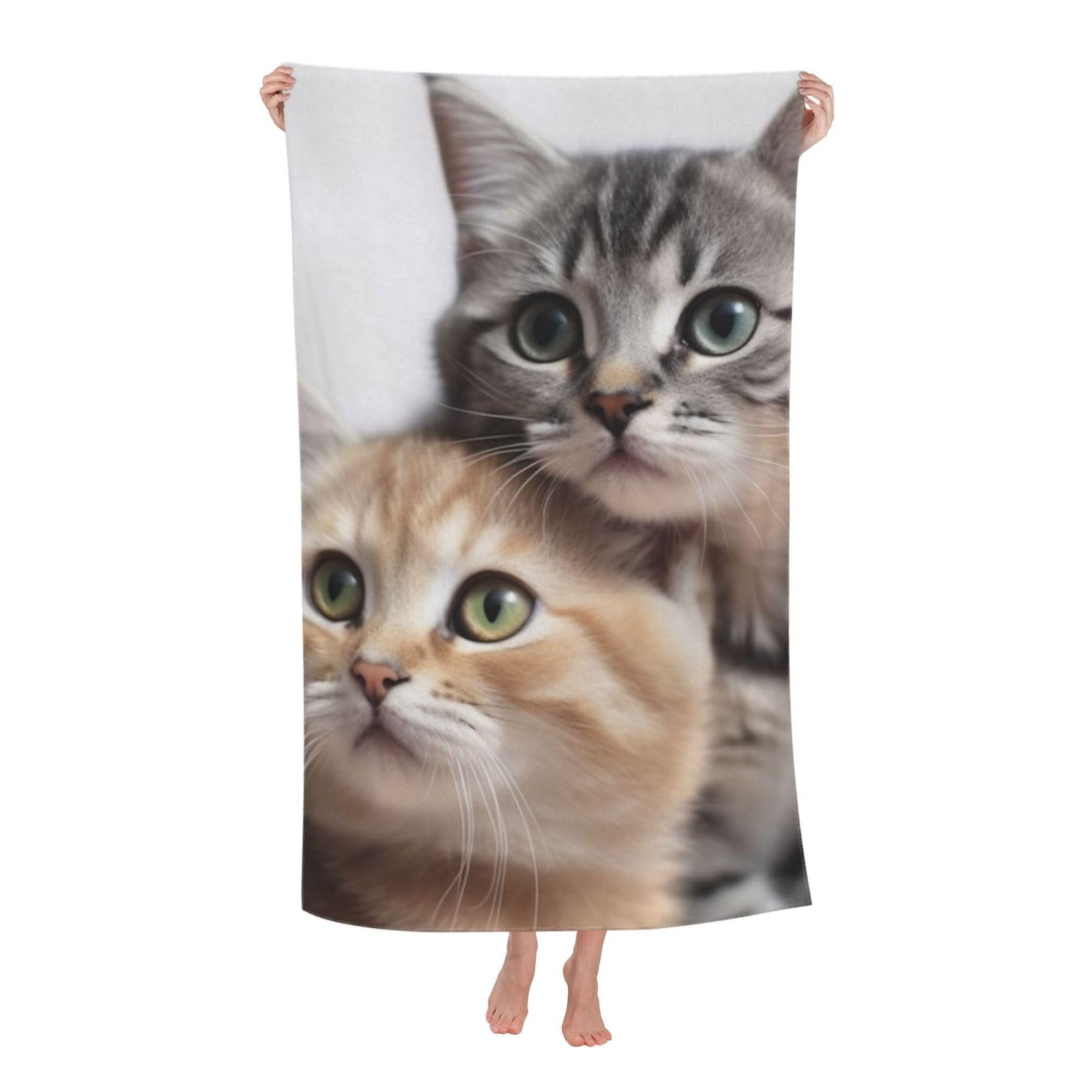 FodPand Cats Beach Towel Oversized 52 x 32 in Sand Free Pool Swim Towels for Adult Travel Blanket Lightweight Quick Dry Absorbent Bath Towels Cruise Vacation Accessories
