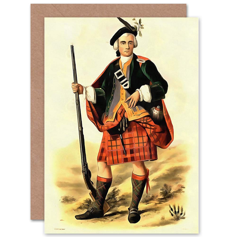 Wee Blue Coo PAINTING PORTRAIT HIGHLAND CLAN SCOTLAND TARTAN BLANK GREETINGS CARD