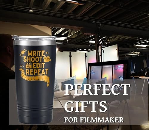 Miniatura 6 de Onebttl Regalo de aspirantes a cineastas, regalo de director, regalos de teatro en el día del cineasta, cumpleaños y Navidad, vaso aislado de acero