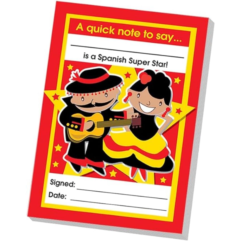 SuperStickers Spanish Reward Praise A6 Note Pad for Teachers - 'Spanish ...