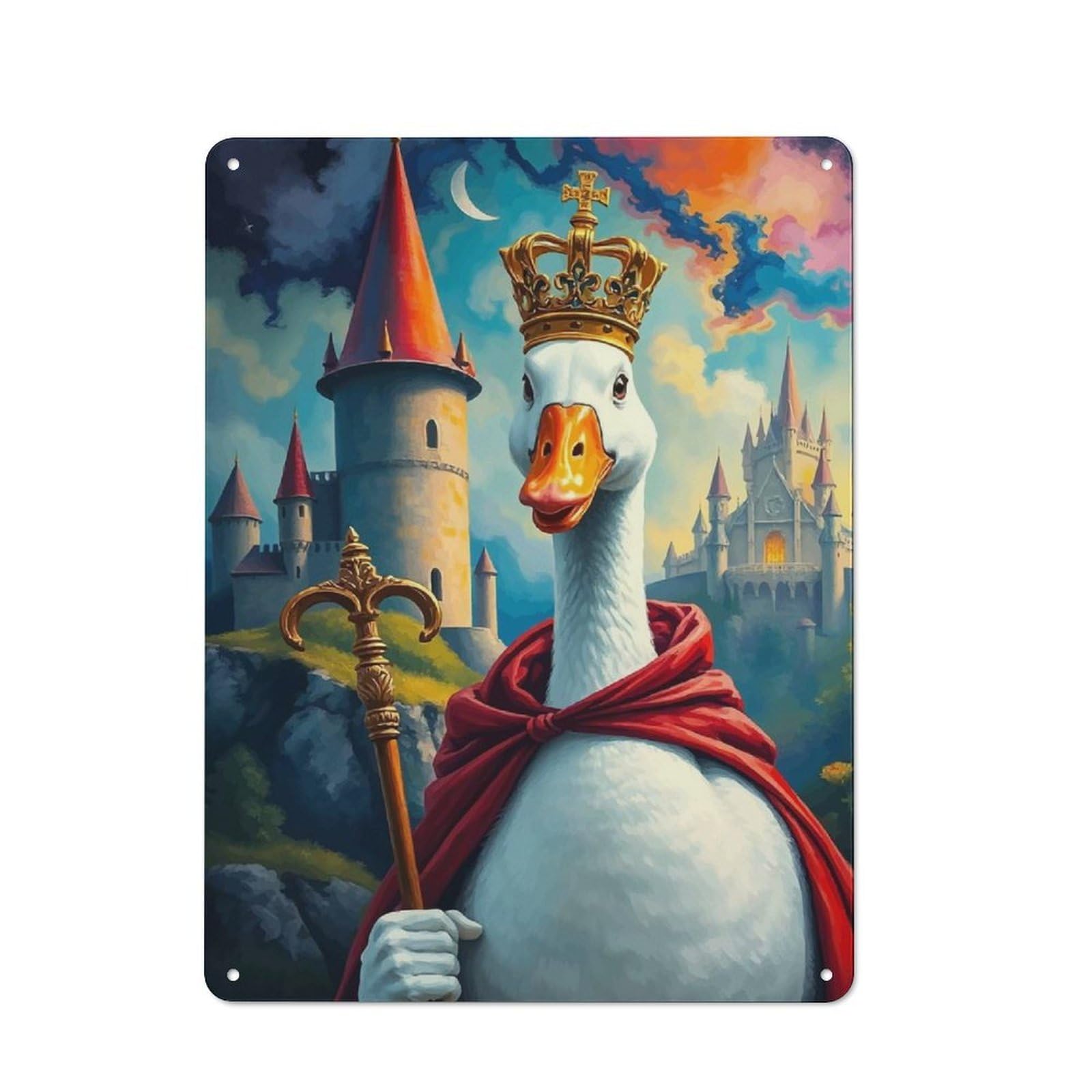 Goose King Printed Metal Sign 40x30cm for Hobby Room Or Studio, Gift Idea at Christmas for Creative Interior Collectors