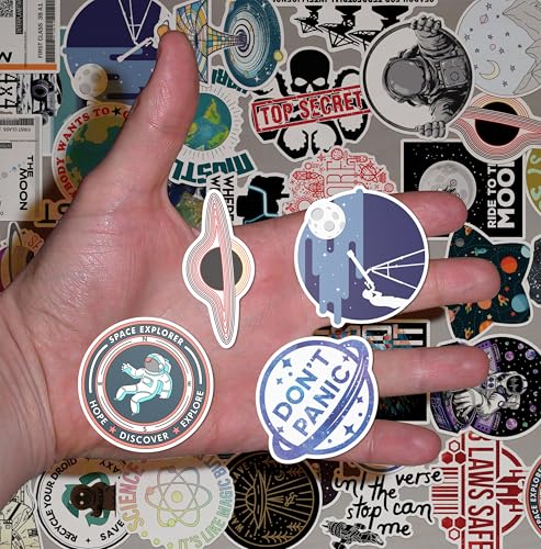 Image of WallDesign Space & Science Sticker Collection: 47 Laminated Stickers for Mobile, Laptop, Personalizing and Gifting! Durable, Hi-Quality Print for Astronomy Lovers-Self-Adhesive