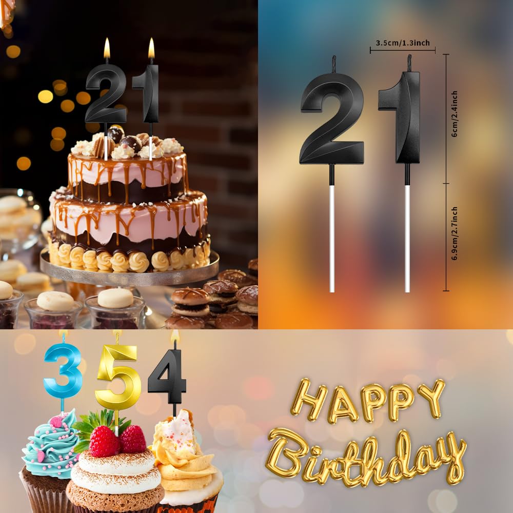 21st Birthday Candles Gold Number 21 - Sparkling Cake Candles For 21st Birthday Celebration