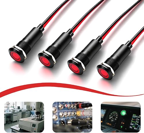 Miniatura 16 de 2 unids 0.472 in (1/2 ") luz indicadora LED blanca impermeable lámpara de señal de metal 5 V 12 V 24 V IP67 piloto tablero cabeza para coche