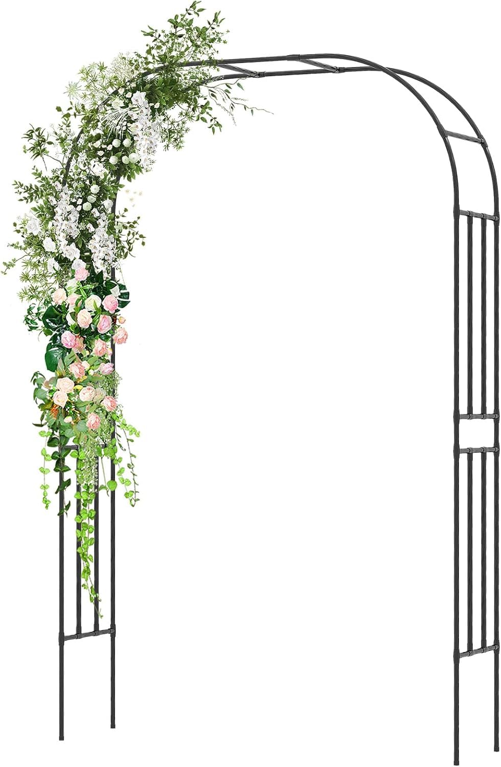 FANTASK Arche de Jardin en métal pour Plantes grimpantes, Roses et Fleurs, Arche de Jardin Treillis, Noir