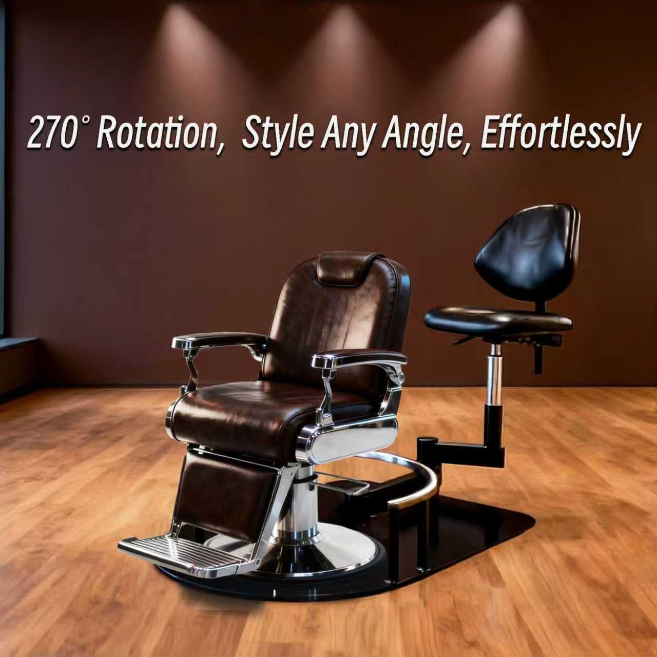 Professioneller 360° drehbarer Friseurstuhl, Drehstuhl für Friseursalon, Techniker, Sitz kann angehoben und angepasst werden, modernes Design, schwarzes Aussehen