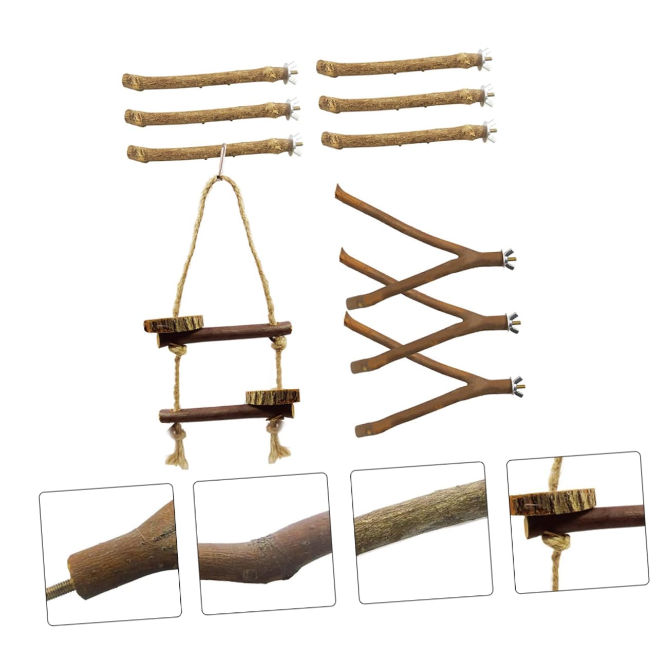 YARNOW 30 Piezas Loro de Juguete Jaula pajaros jaulas para pajaros Soporte para Percha de pájaro Percha de Loro pequeña Estante para Loros Estante de Percha de Loro Iniciar sesión Perca