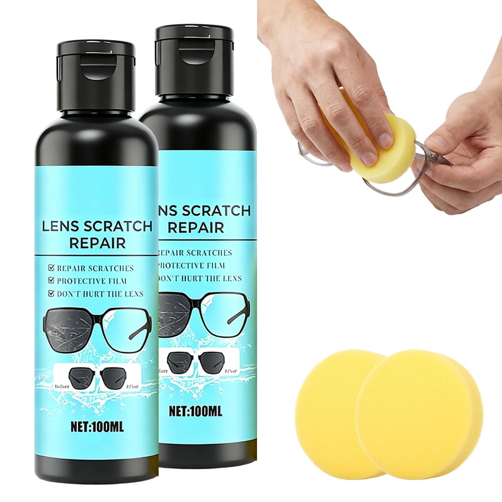 Lens scratch removal spray, Scratch Remover for Eyeglasses, Glasses Windshield Repair Fluid, Home Minor Scratch Repair Liquid, Lens Cleaning Restoration Spray for Clearer Vision (2 Pcs)