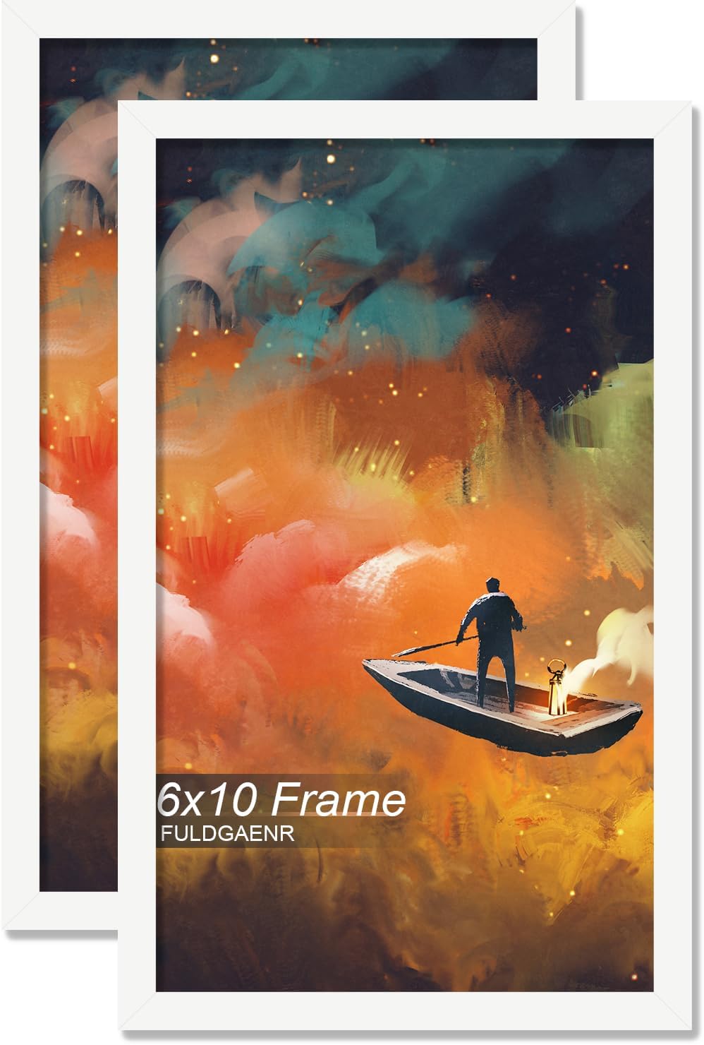 FULDGAENR 14x21 Picture Frame Set of 2, White Frames for 6 x 10 Inch Photo Poster Certificate, High Transparency Wall/Tabletop Frame with Horizontal Vertical Display (2 Pack | White | 14X21") 2 PACKS WHITE