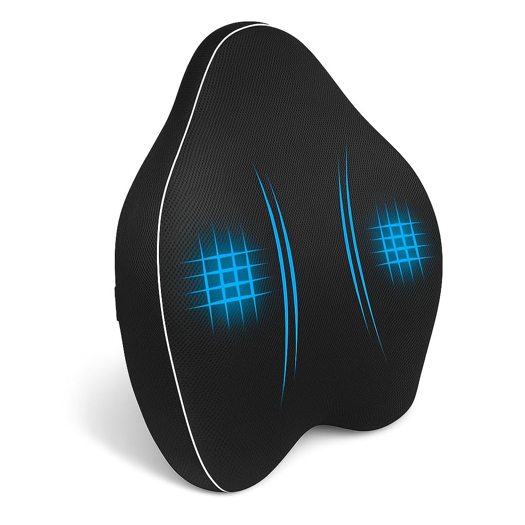 Grin Health Backrest Plus Memory Foam Cushion Orthopaedic Back Cushion for Pain Relief | Back Support for Office Chair Backrest for Back Pain Relief, for Office/Home Chair & Car