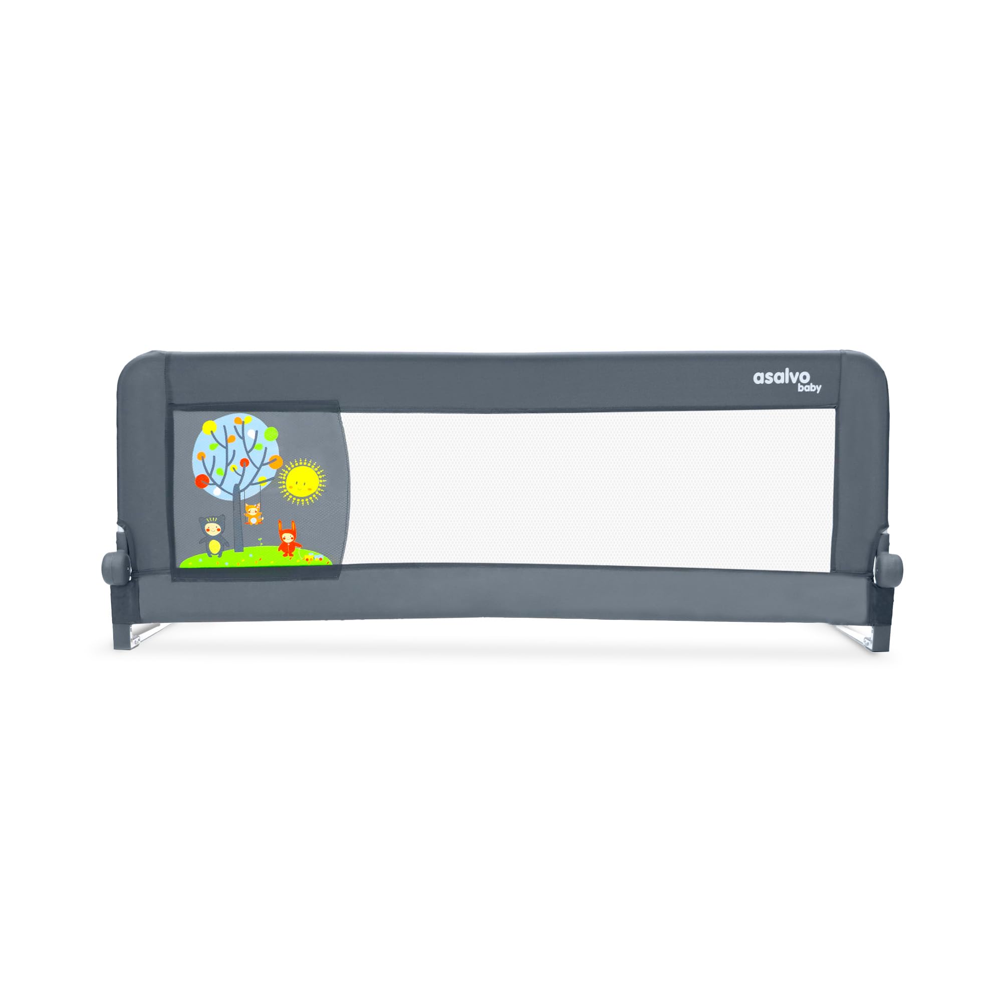 Asalvo Barrera de Cama 2 en 1 de 150 cm para Niño - Abatible con Correas Ajustables + Apta para Cama Nido + Instalación Fácil y Lavado Sencillo - Protección Segura y Estable - Blanco — view 12