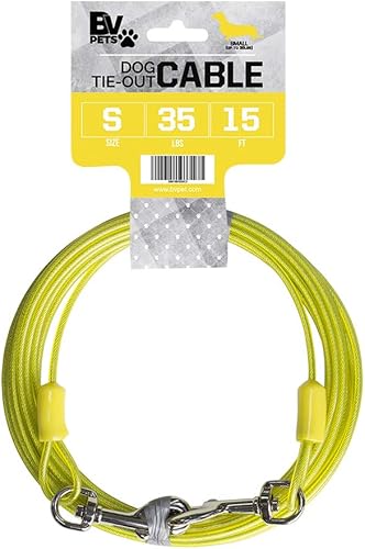 Vista 57 de BV Cable de amarre para perros de 25 pies – Cable resistente para perros de hasta 35 libras – Reflectante y libre de óxido con clips giratorios