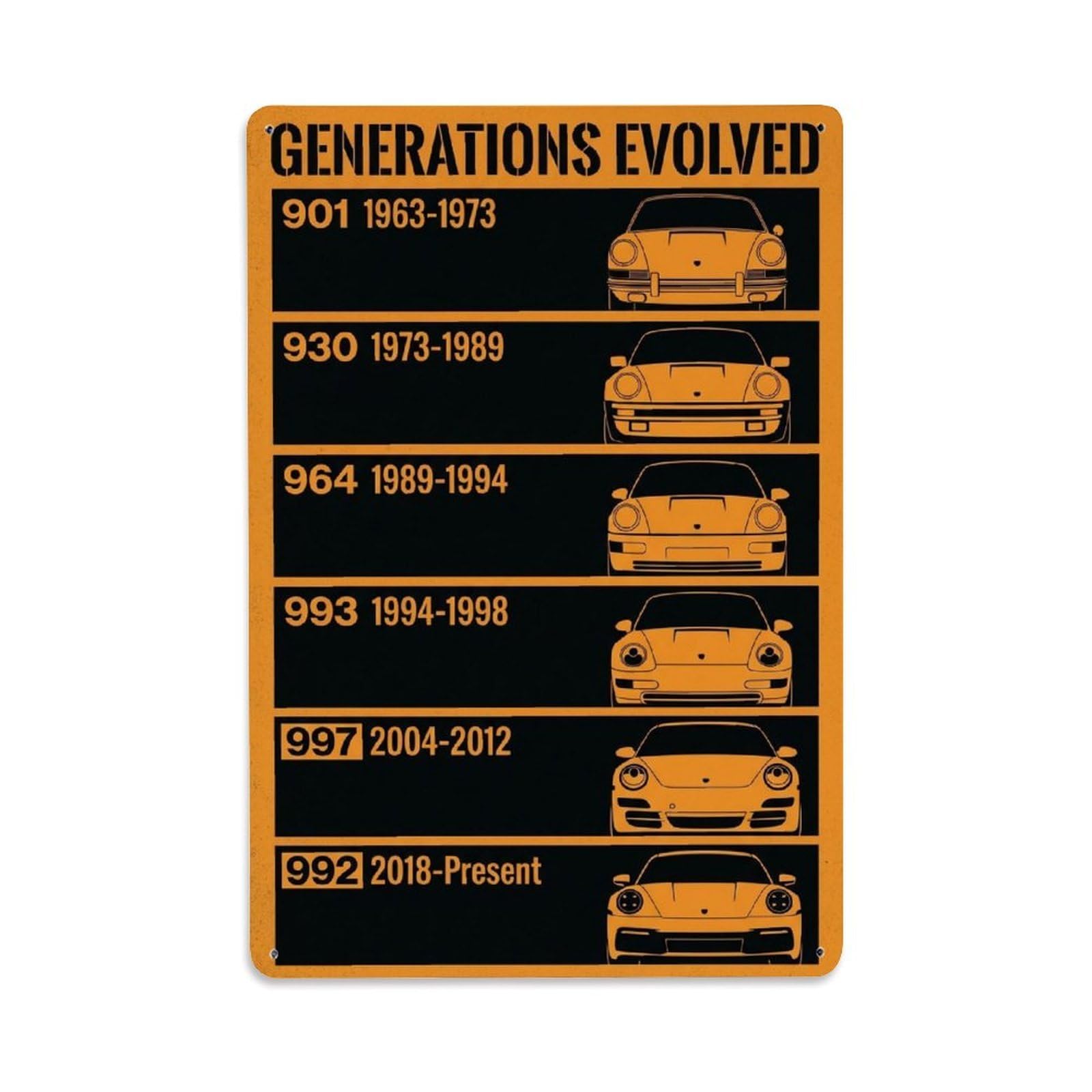911 Carrera S 901 930 964 Racing Supercar Performance Metal Tin Sign Plaque Wall Decor for Cafe, Man Cave, Club Bar, Office, Home Garden Round Metal Poster 8x12Inch
