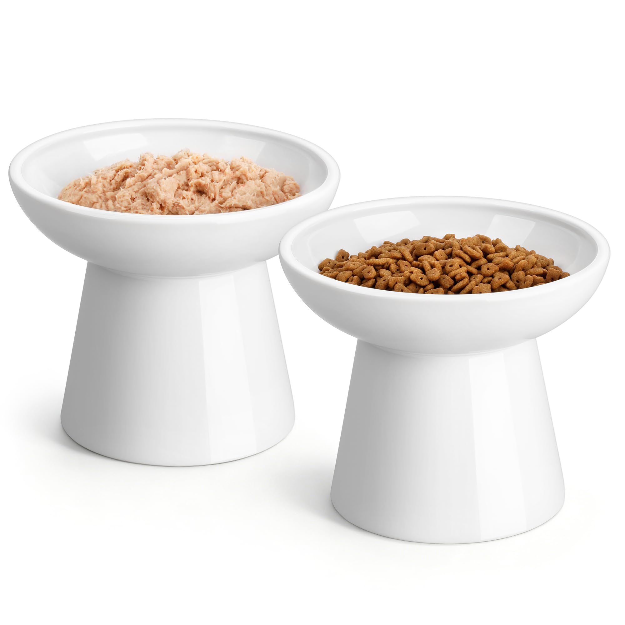 vancasso 2-Pack Elevated Cat Food Bowls, 6.2" Wide Shallow Cat Feeding Dish