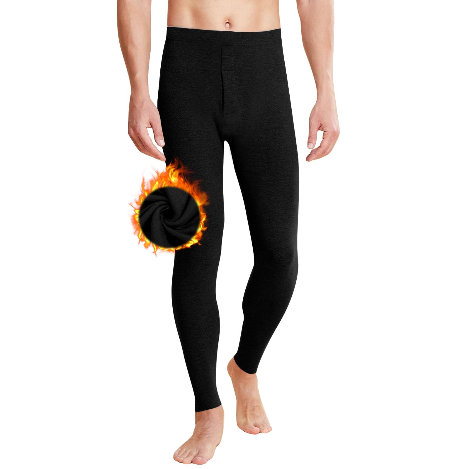 Caleçon long pour homme, en polaire, thermique, sous-vêtement thermique, long, pantalon thermique pour l'hiver