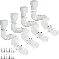 plusgutter 4-Pack Flexible Rain Gutter Downspout Extensions - Extendable 21-68 Inches, Durable White Drainage Extenders for Home Protection