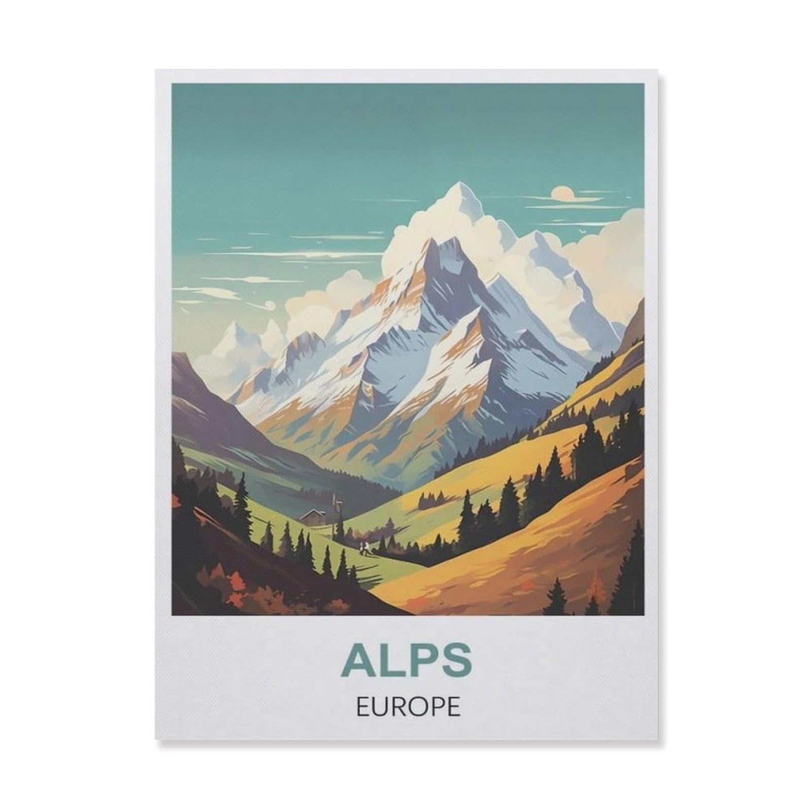 Vintage Wall Decor Metal Poster Plaque，Alps Europe(20x30cm）