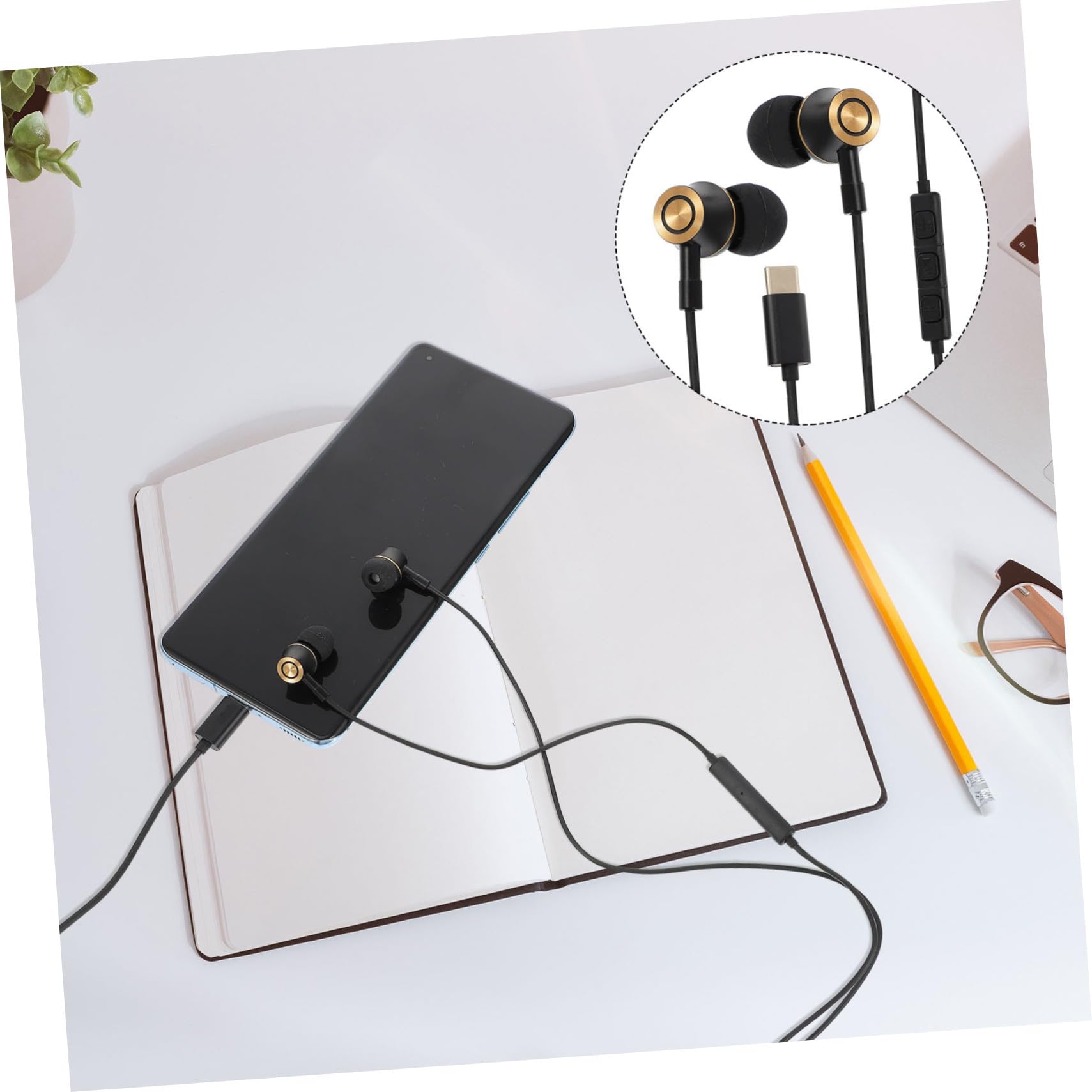 Uonlytech 3pezzi Cuffie Usb c In-ear Con Controllo Volume e Microfono Isolamento Acustico Per Tablet e Smartphone Suono Di Alta Definizione e Cancellazione Rumore Ergonomiche e Leggere Per
