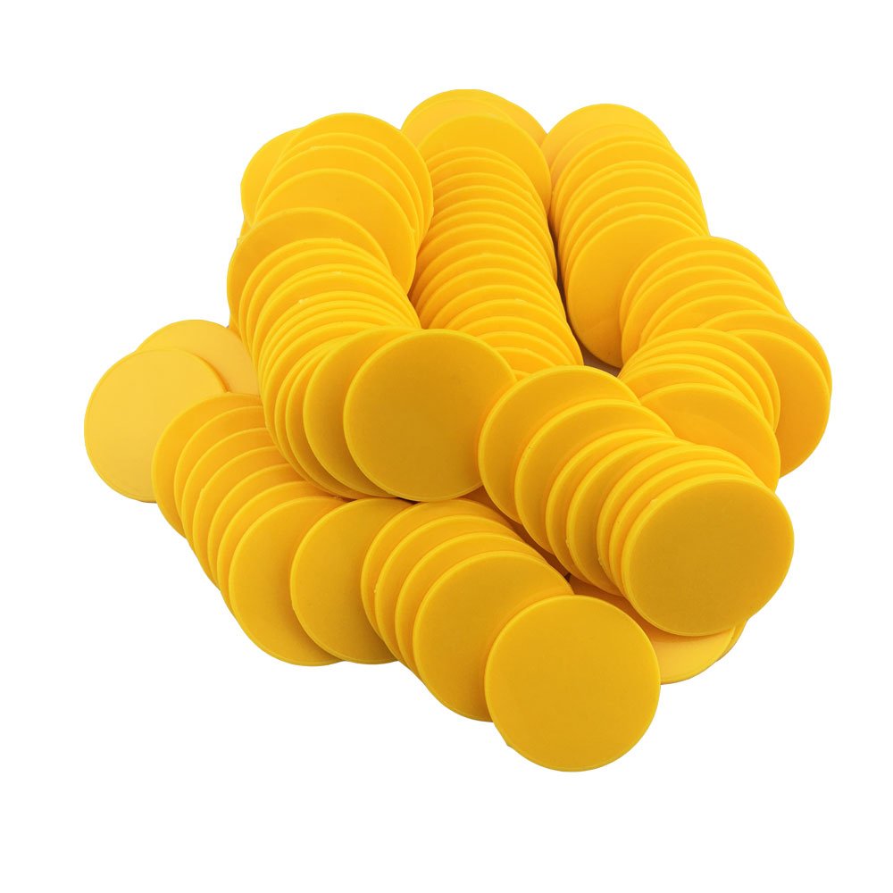 Smartdealspro 40mm Opaque Plastic Learning Counters Poker Chips Games Tokens with Storage Box (Yellow)