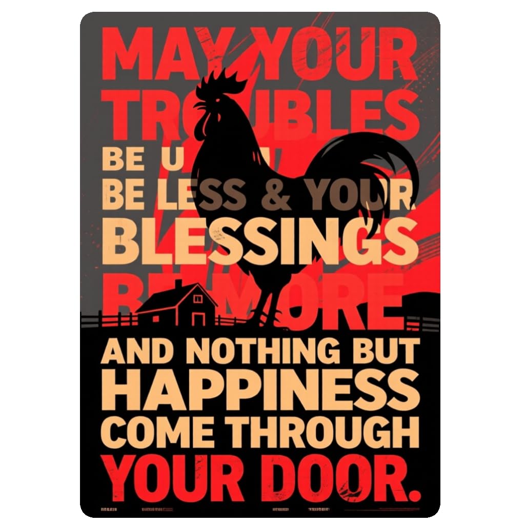 Farmhouse Rooster Inspirational Tin Sign, 8x12 Inch
