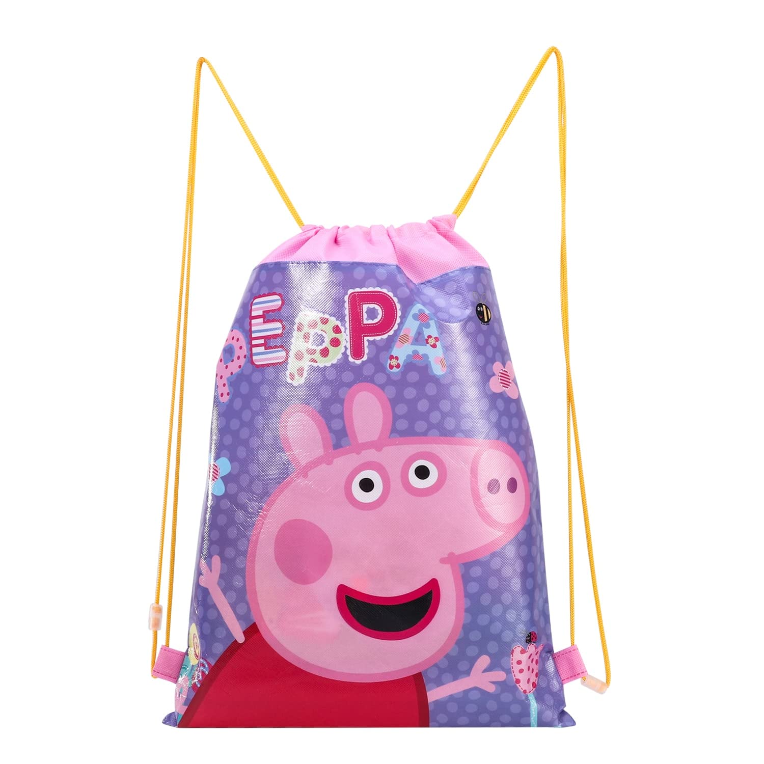 TDLPeppa Pull String Bag Childrens P.E Gym Shoe Swimming Kit Pig Character Drawstring Bag For Kids