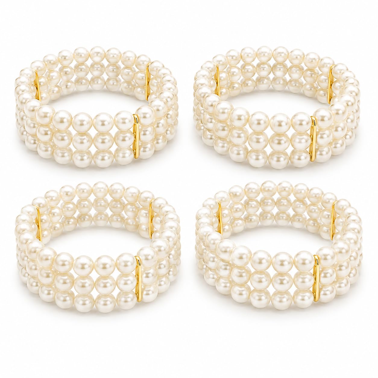 Anant Trends White Pearl Bracelet for Women & Girls, Pack of 4, Stretchable Elastic Free Size Faux Pearl Bracelet, Lightweight Fashion Jewellery, Gift for Sister, Wife & Friends-image-46